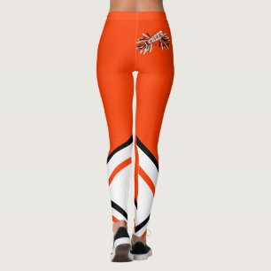 Legging Megafone alaranjado, branco e preto do cheerleader