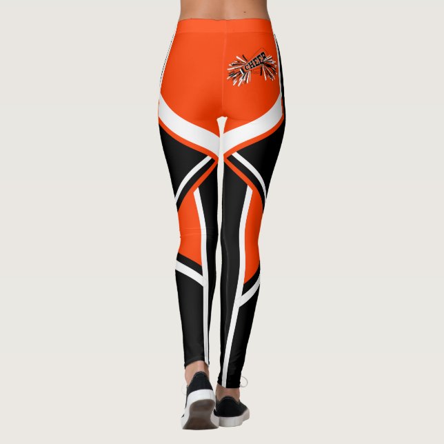 Legging Megafone Cheerleader Laranja, Preto e Branco (Verso)