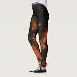 Legging Meia-calça de Halloween Assustadora Laranja Spray 