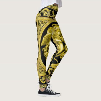 Legging Meia Calça Medusa Dourada com Arabescos