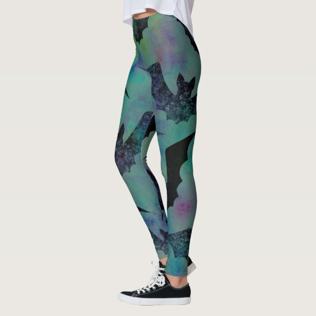 Legging Meia de Halloween com Morcegos Assustadores (Esquerda)