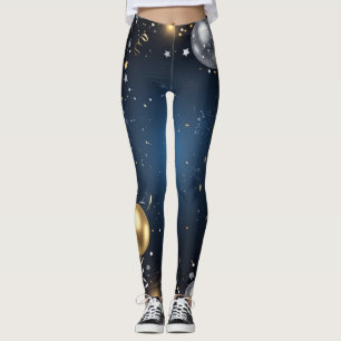 Legging Meia-Noite em Dourado e Prata