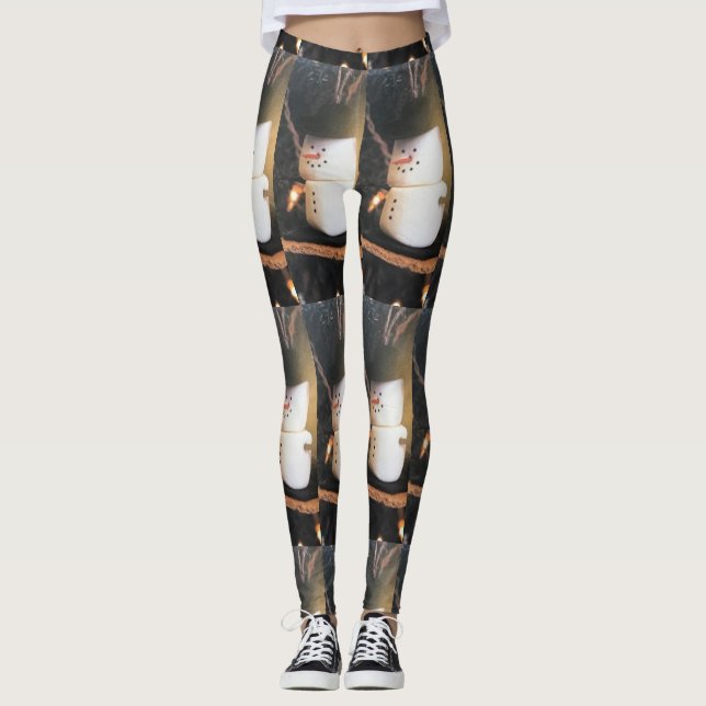 LEGGING MEIAS COM **BONECOS DE NEVE DE MARSHMALLOW** (Frente)