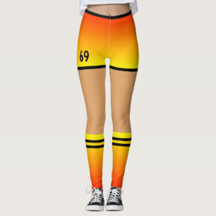 Legging Meias de cor laranja amarela, em forma de faixa pr