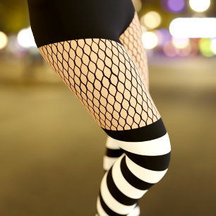 Legging Meias, de cor preta e branca