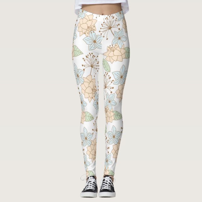 Legging meias de flores de primavera (Frente)