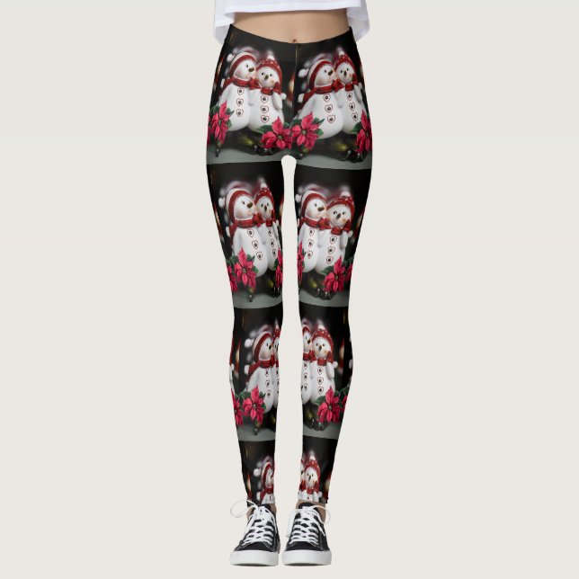 Legging Meias de Natal, Boneco de Neve (Frente)