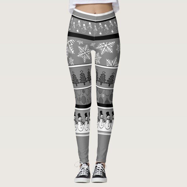 Legging Meias de Natal Cinzentas (Frente)