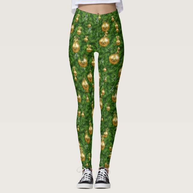 LEGGING MEIAS DE NATAL COM ÁRVORE E ENFEITES (Frente)