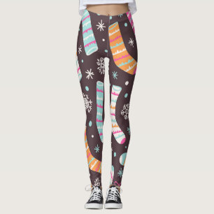 Legging Meias de Natal e flocos de neve: padrão de colheit