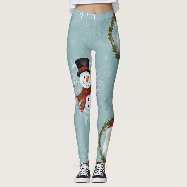 Legging Meias de Natal Santa Frosty AI Usadas (Frente)