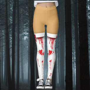 Legging Meias-Enfermeiras com Sangue de Halloween