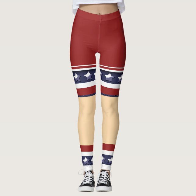 Legging Meias patrióticas engraçadas dos shorts americanas (Frente)