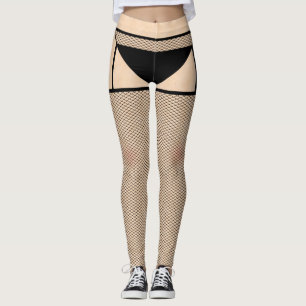 Legging Meias-redes de pesca e leggings-knickers pretos