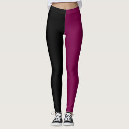 Legging Meio Preto Meio Magenta Monocromático
