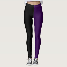 Legging Meio Preto Meio Roxo Monocromático