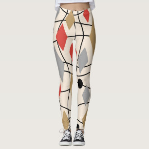 Legging Meio século Geométrico Moderno