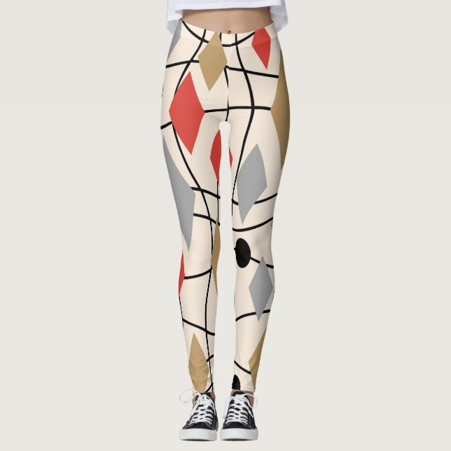 Legging Meio século Geométrico Moderno (Frente)