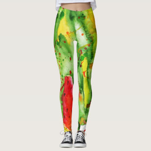 Legging melancia de cor d'água brilhante abstrato