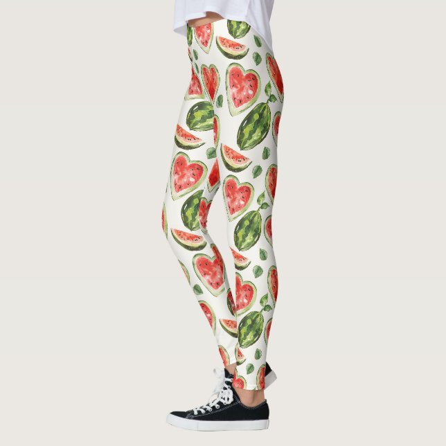 Legging Melancias Vermelhas Verdes Brancas Corações (Esquerda)