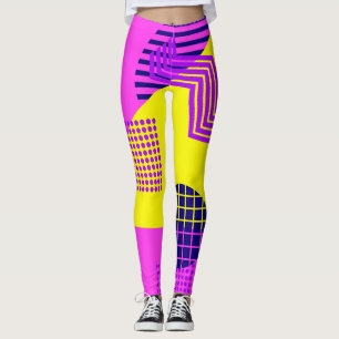 Legging Memphis 80: Fundo de Formas Geométricas