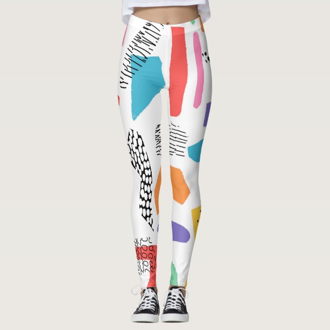 Legging Memphis Art: Design de Superfície Grunge (Frente)
