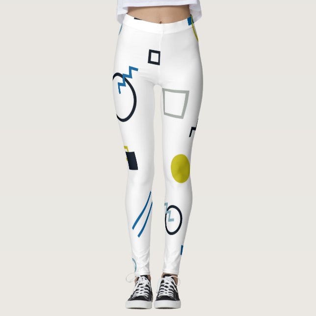 Legging Memphis, legal, moda, arte geométrica moderna (Frente)