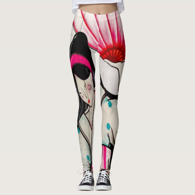 Legging Menina de gueixa com guarda-chuva (Frente)
