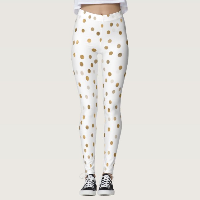 Legging Menina Dourada Pontos Confetti White Design (Frente)