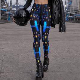 Legging Menina Espacial Gótica Preta Androide Mecânico Rob