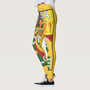 Legging Mensagem de Amor em Cores Rasta Impressão de Arte