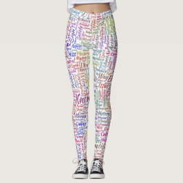 Legging Mensagem de MothssTexte Motif do Apêndice de Pergu