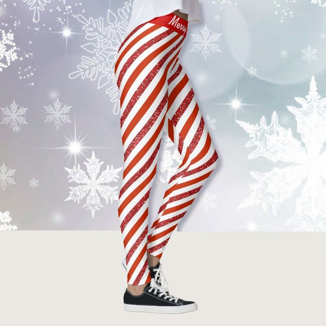 Legging Merry Christmas Candy Strike Faux Glitter Leggin (Criador carregado)
