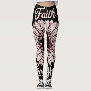 Legging mês de conscientização do câncer de mama fé espera