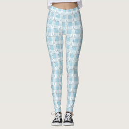 Legging Mesothelioma Awareness Plaid Light Blue Ribbon