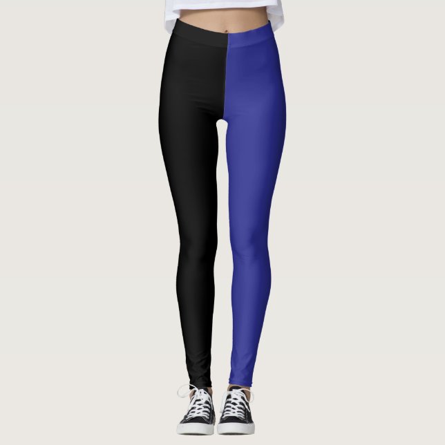 Legging Metade Preta Metade Preta Half Real Blue Halloween (Frente)