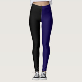 Legging Metade Preta Metade Preta Meio Azul Profundo Hallo