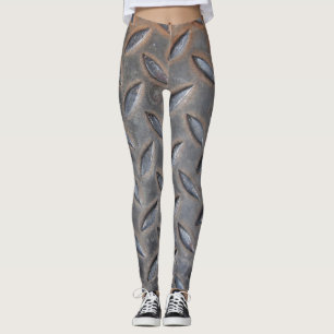 Legging Metais de diamante, textura de aço soldado.