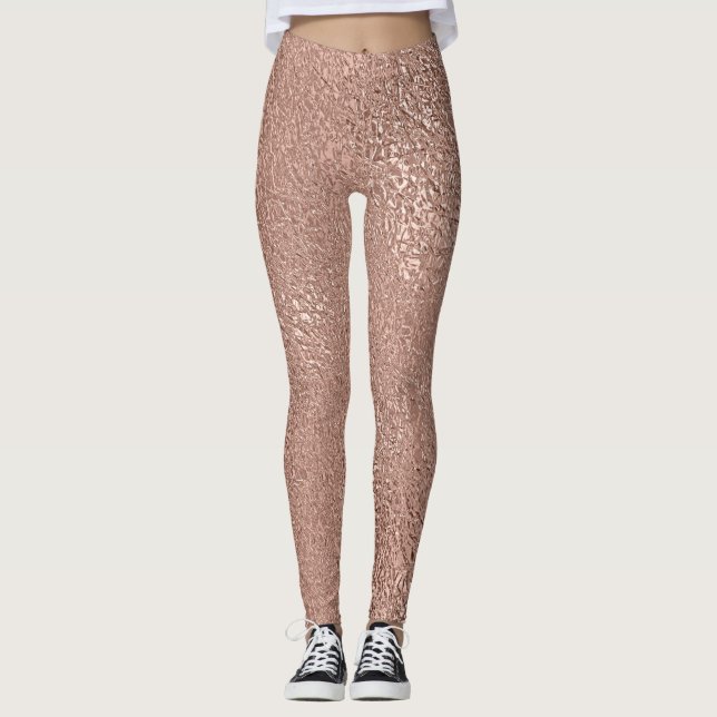 Legging Metálico Rosa Dourado (Frente)