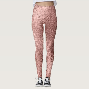 Legging Metálico rosa Dourado: Vintage Shine.