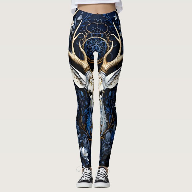 Legging Midnight Celestial Floral Gothic Deer  (Frente)