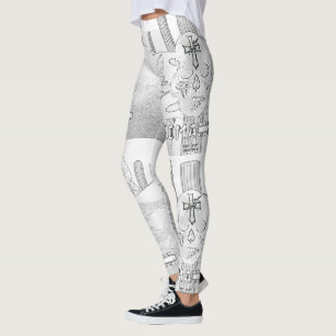 Legging Mikitiez dreamer skull tatuagem no arco-íris rosa