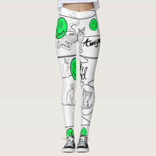 Legging Mikitiez meow feira de gatos de verão