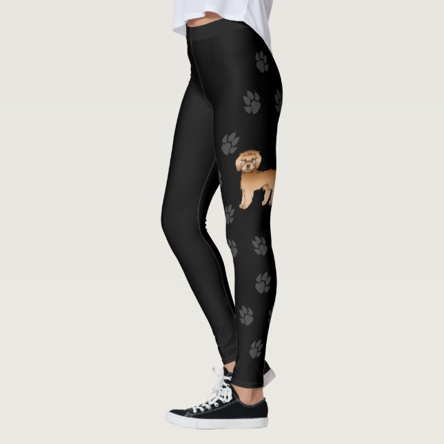 Legging Mini Goldendoodle Cartoon de Cachorro e Patas Cor  (Esquerda)