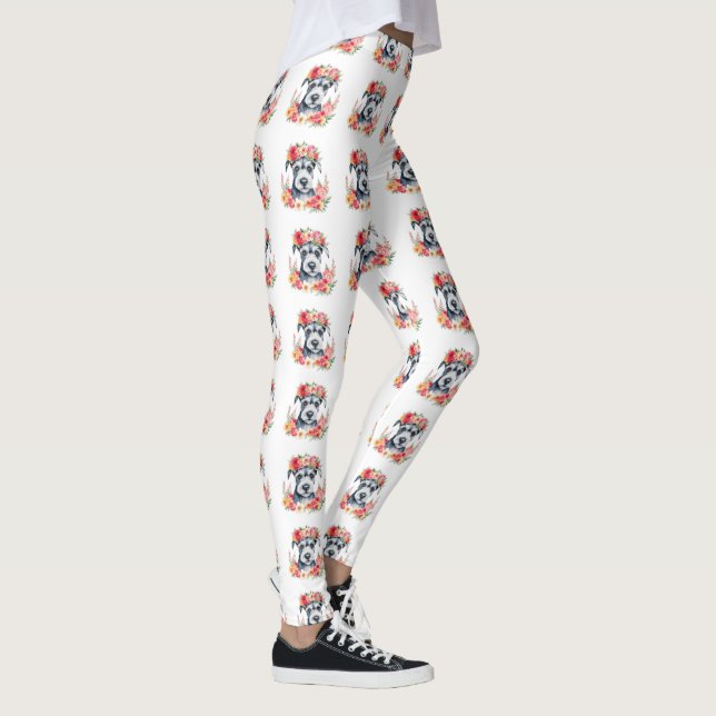 Legging Mini Schnauzer Floral (Direita)