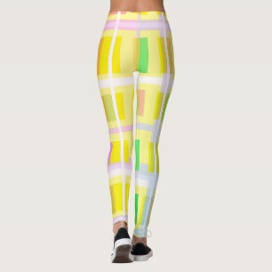 Legging Mínimalismo Abstrato Art Amarelo Blocos Verde Rox