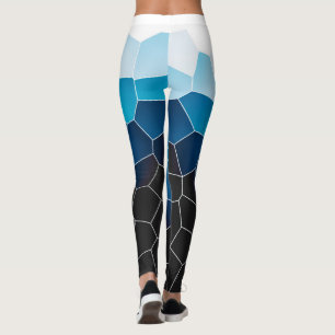 Legging Mínimalismo - Abstrato Art Azul Células Brancas