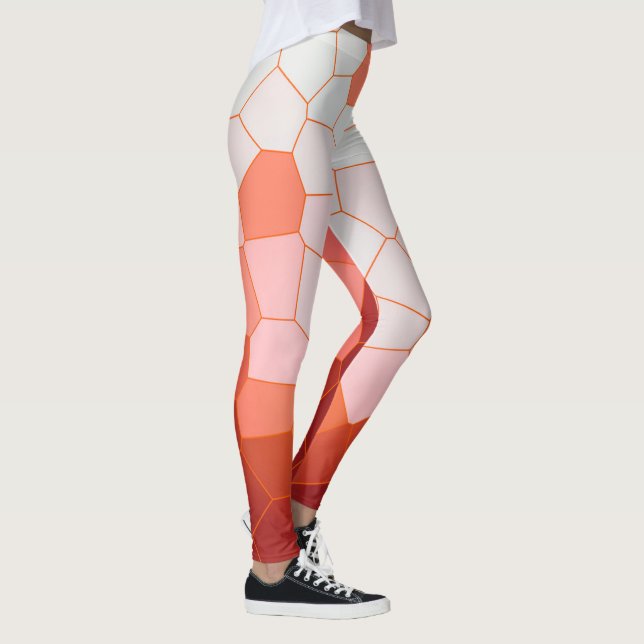 Legging Mínimalismo Abstrato Art Coral Células brancas (Direita)
