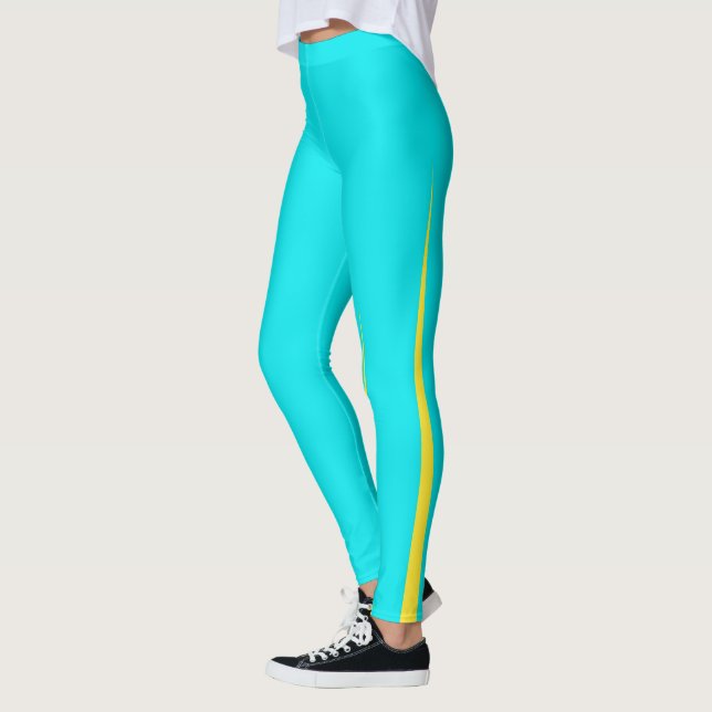 Legging Minimalismo Amarelo abstrato Art Turquoise Azul (Esquerda)