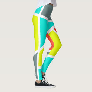 Legging Minimalismo amarelo do coral abstrato Art Cinza